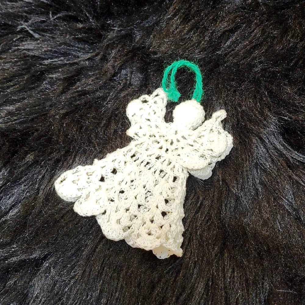 Vintage Hand Crocheted Angel Christmas Ornament